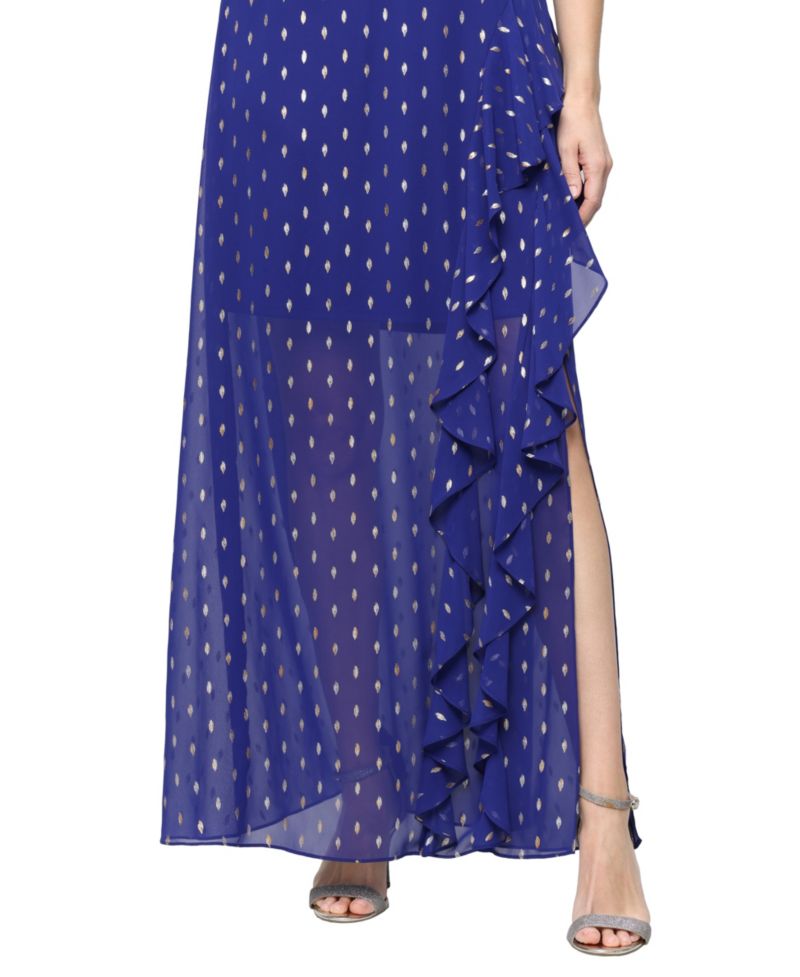 Petite Short-Sleeve V-Neck Long Dress