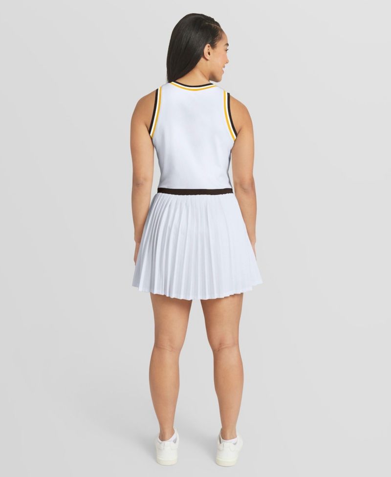 Women's White San Diego Padres Zip-Front Pleated Tri-Blend Scoop Neck Tank Dress