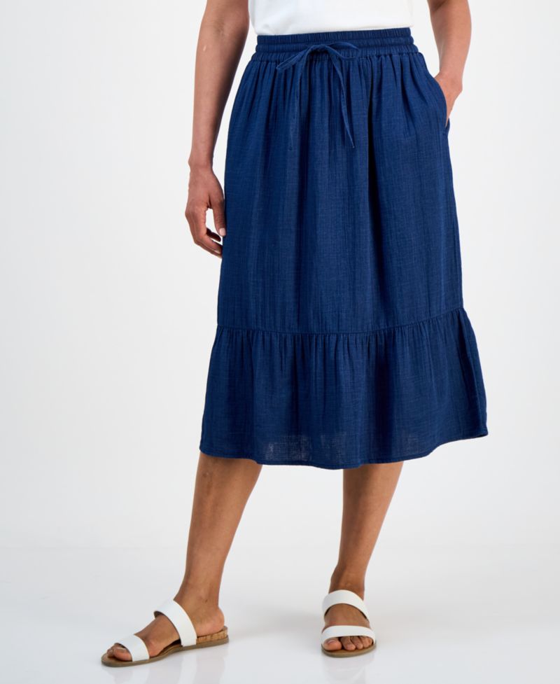 Petite Cotton Gauze Midi Skirt