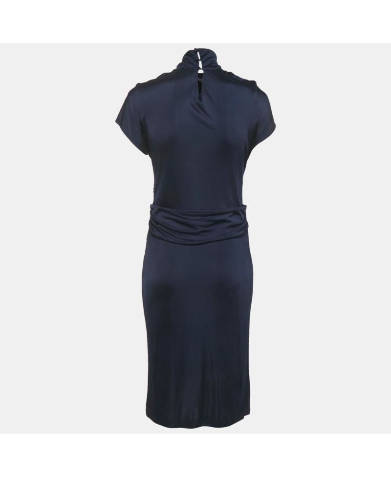 Women's Purple Jersey Broach Detail Knee -Length Dress