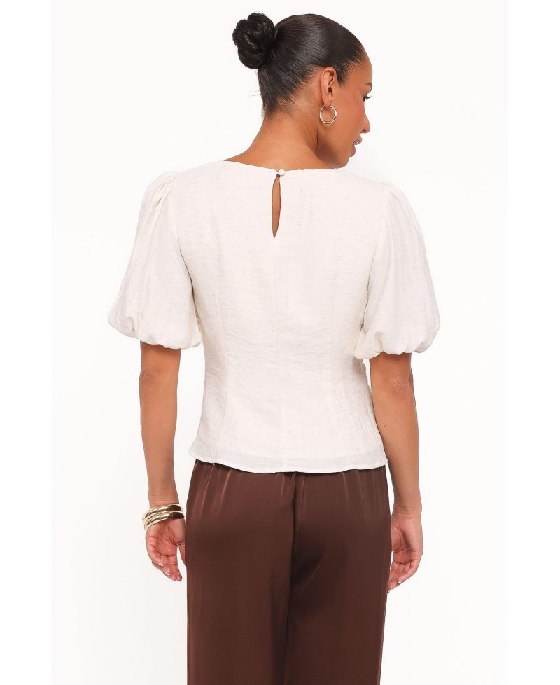 Women's Laurel Puff-Sleeve Boat-Neck Blouse