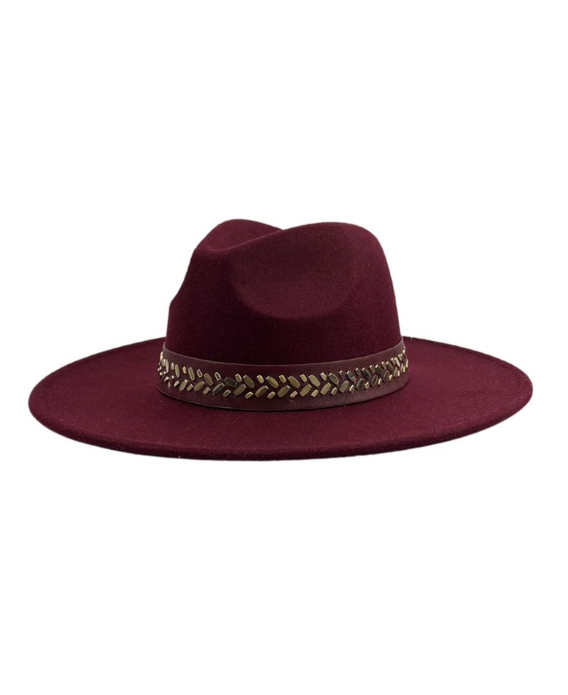 Studded Band Wool Blend Panama Hat