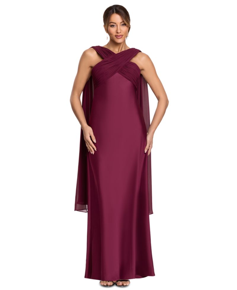 Women's Amelia Halter Long Crossneck Dress