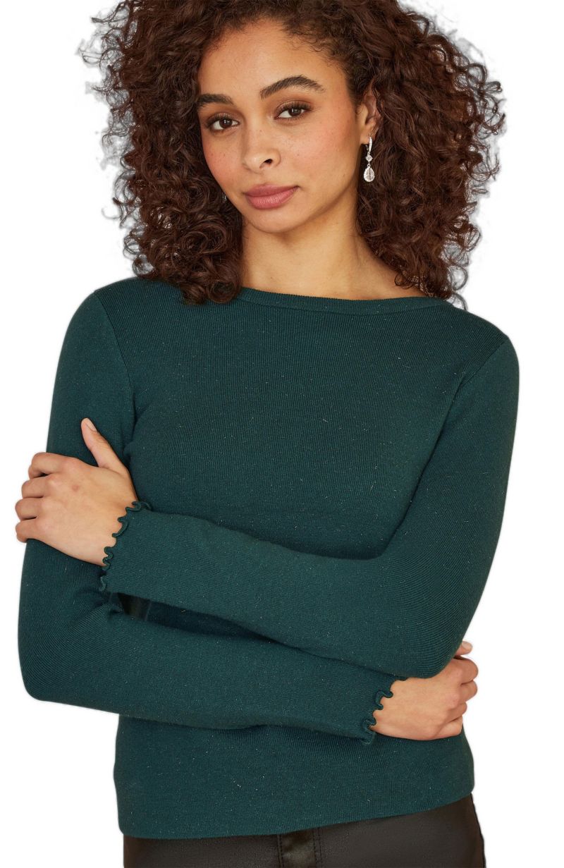 Women's Sparkle Long Sleeve Boatneck Knit Jumper
