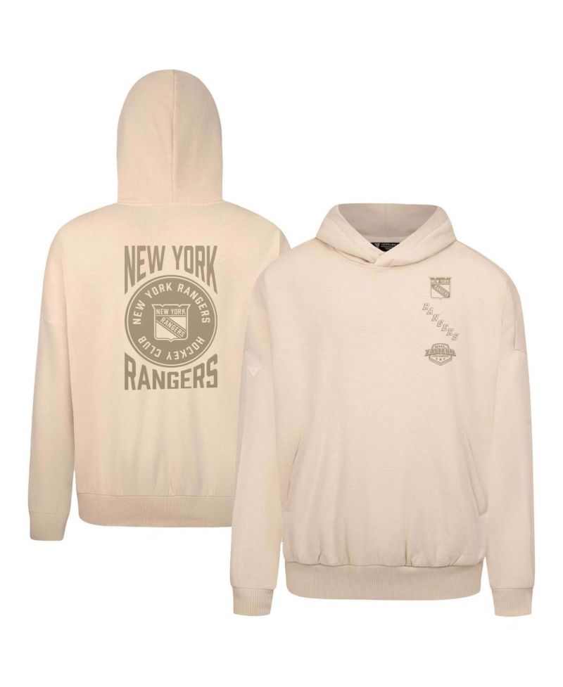 Men's Cream New York Rangers Contact Stamp Pullover Hoodie