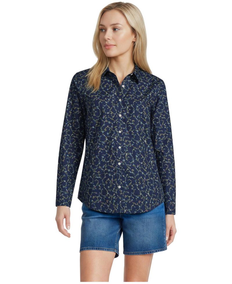 Petite No Iron Button Front Shirt