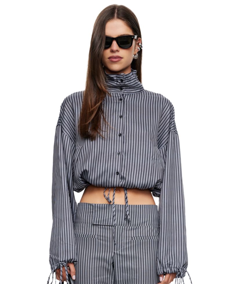 Women's Totti Cropped Turtleneck Stripe Windbreaker