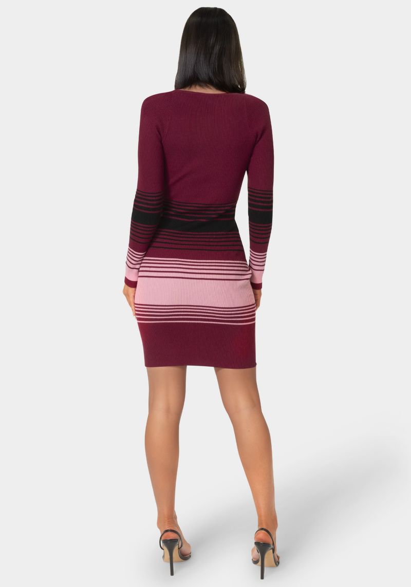 Women's Stripe Rib Sweater Dress