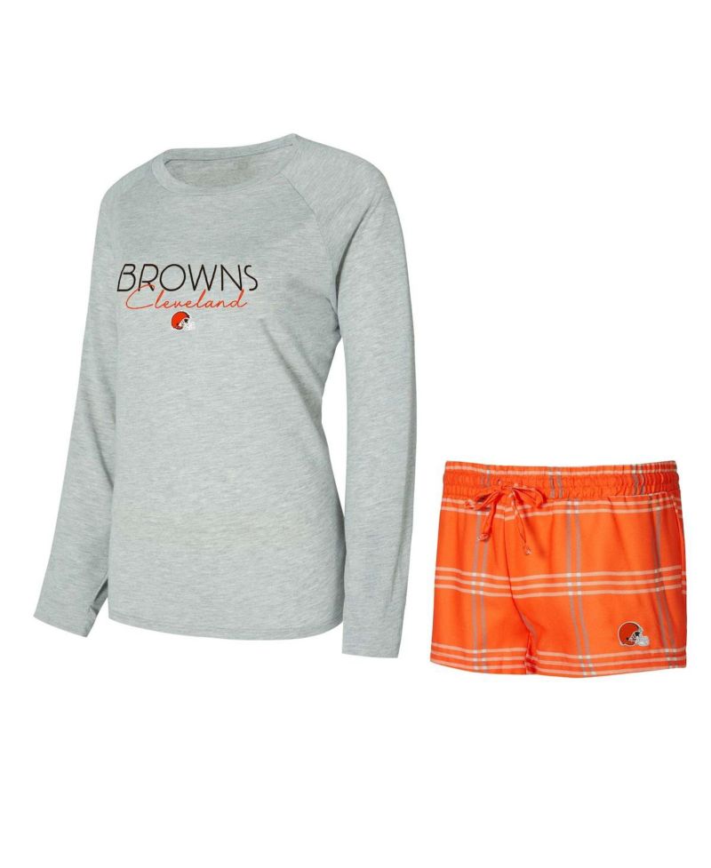 Women's Cleveland Browns Petition Raglan Long Sleeve T-Shirt and Shorts Set