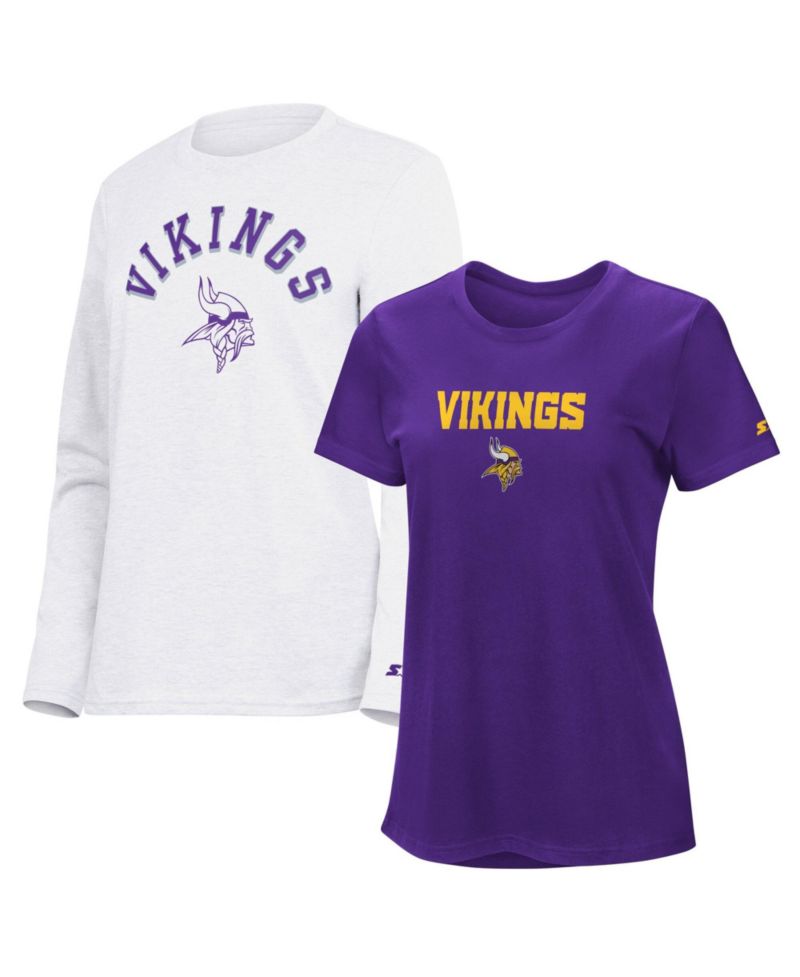 Women's Purple/Ash Minnesota Vikings Short Sleeve & Long Sleeve T-Shirt Combo Pack