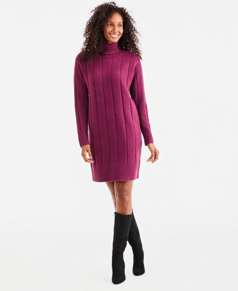 Petite Luxsoft Long-Sleeve Turtleneck Sweater Dress, Macy's Exclusive