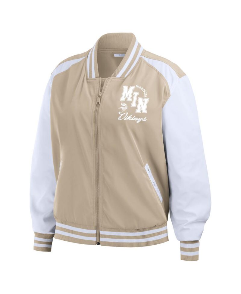 Women's Tan Minnesota Vikings Tonal Full-Zip Bomber Jacket