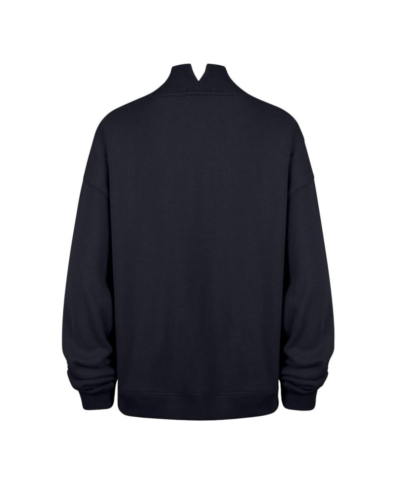 Women's Denver Broncos Vantage Mock Neck Oversized-Cropped Sweatshirt