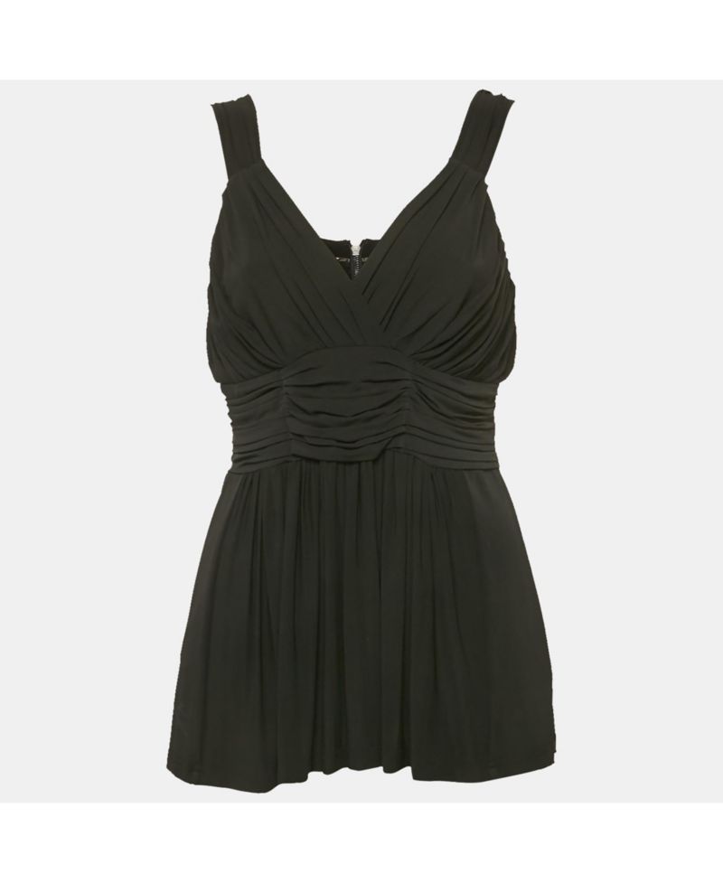 Women's London Black Jersey Draped V-Neck Top