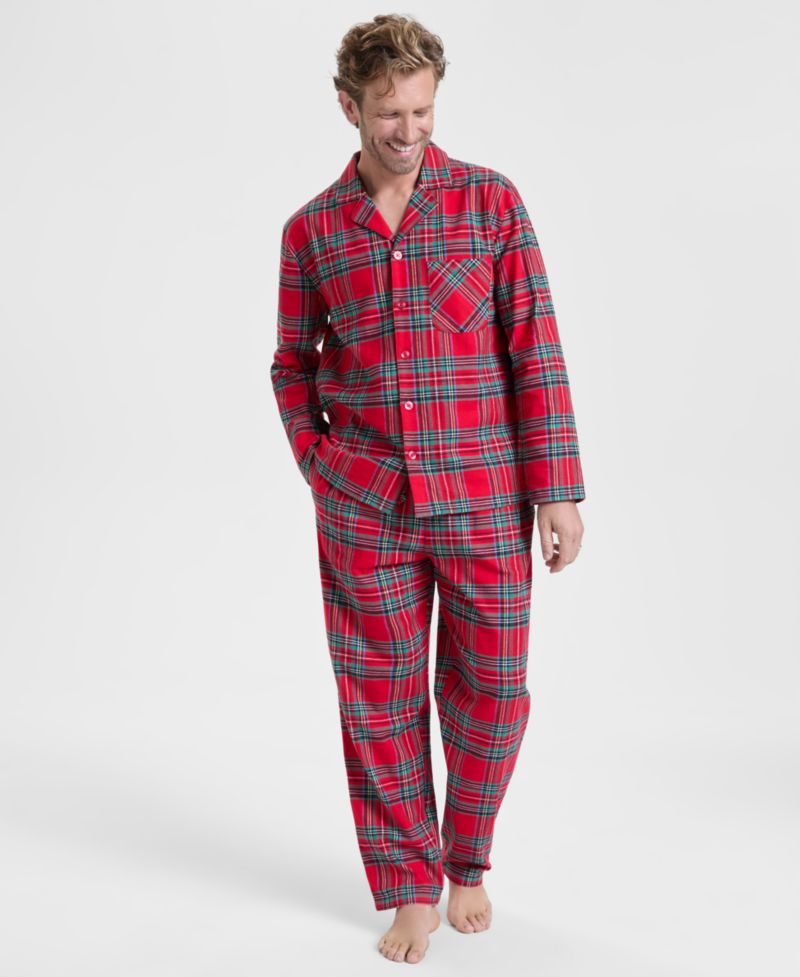Men's Brinkley Plaid Notch Collar Matching Family Pajamas Set