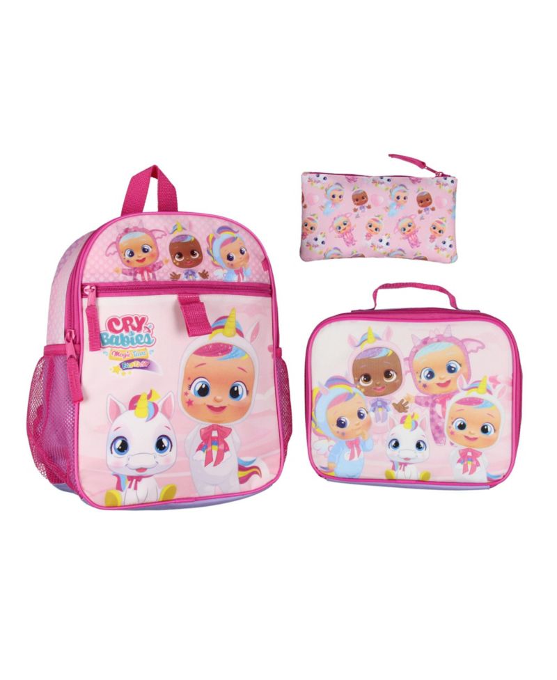 Magic Tears Characters Unicorn 3 PC Backpack Lunch box Pencil Pouch Set 12"
