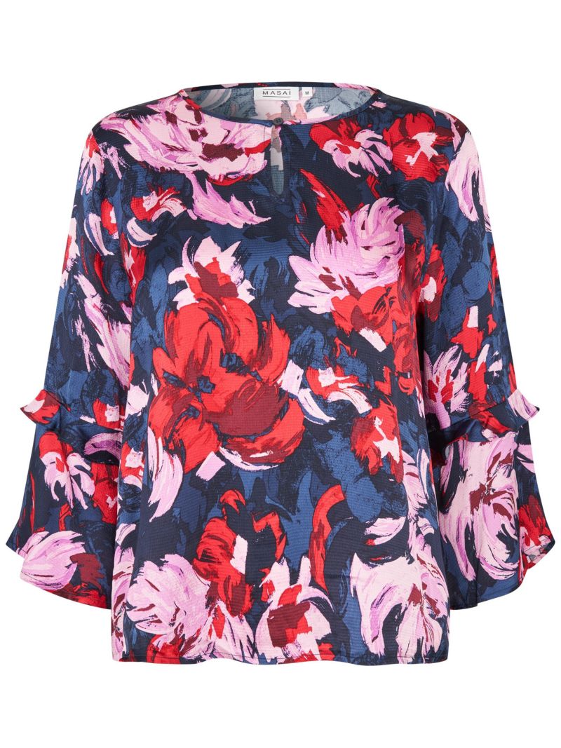 Women's MaBimelda Keyhole Detail Floral Top