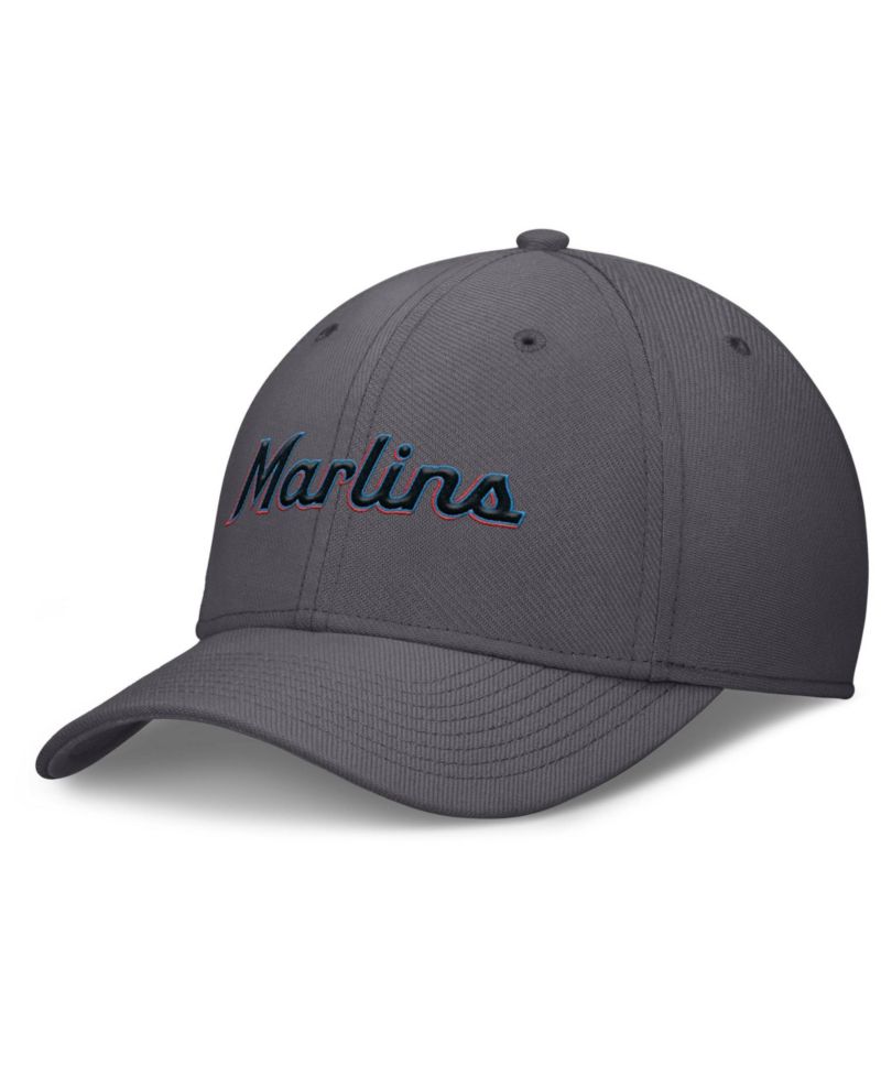 Men's Gray Miami Marlins Swoosh Performance Flex Hat