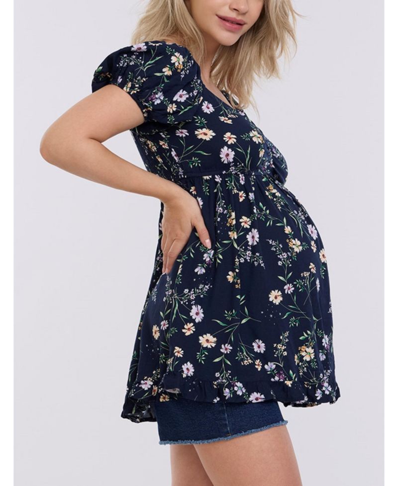 Women's Off the Shoulder Short Sleeve Babydoll Top - Motherhood