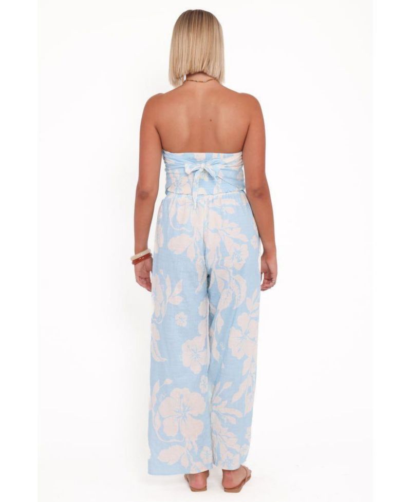 Women's Lourdes Wide Leg Pant - Blue Hibiscus