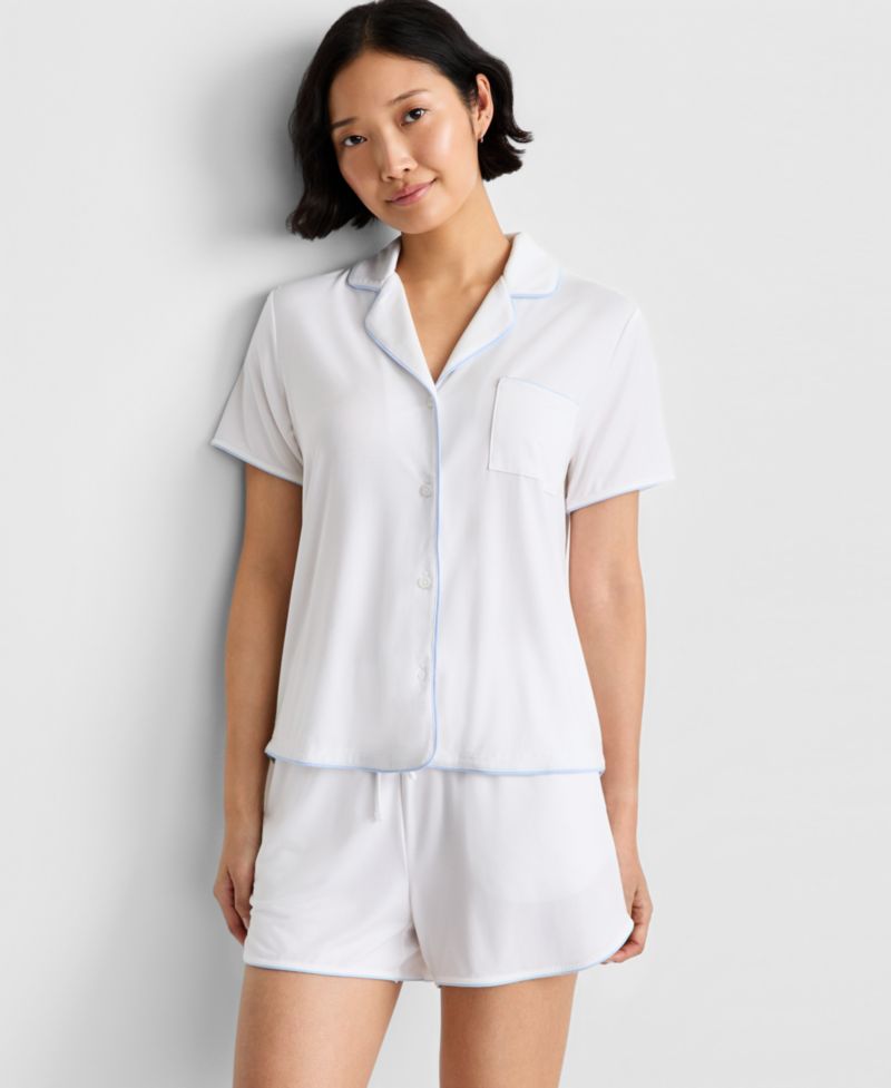 Women's Modal Fluid Knit Notched-Collar Pajama Set XS-3X