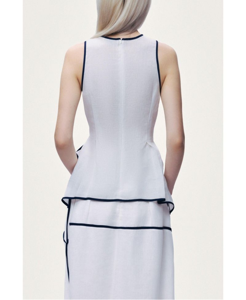 Women's Contrast Trim Peplum Top