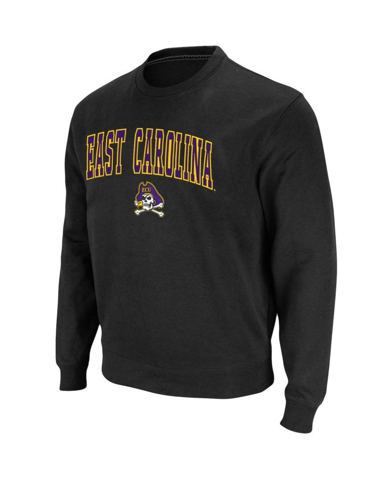 Men's Black ECU Pirates Arch & Logo Tackle Twill Pullover Sweatshirt