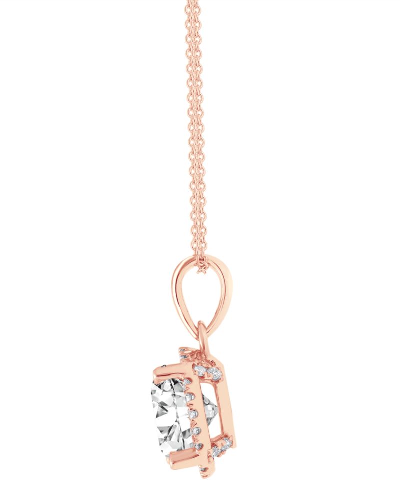 Badgley Mischka Certified Lab Grown Diamond Halo 18" Pendant Necklace (2 ct. t.w.) in 14k Gold