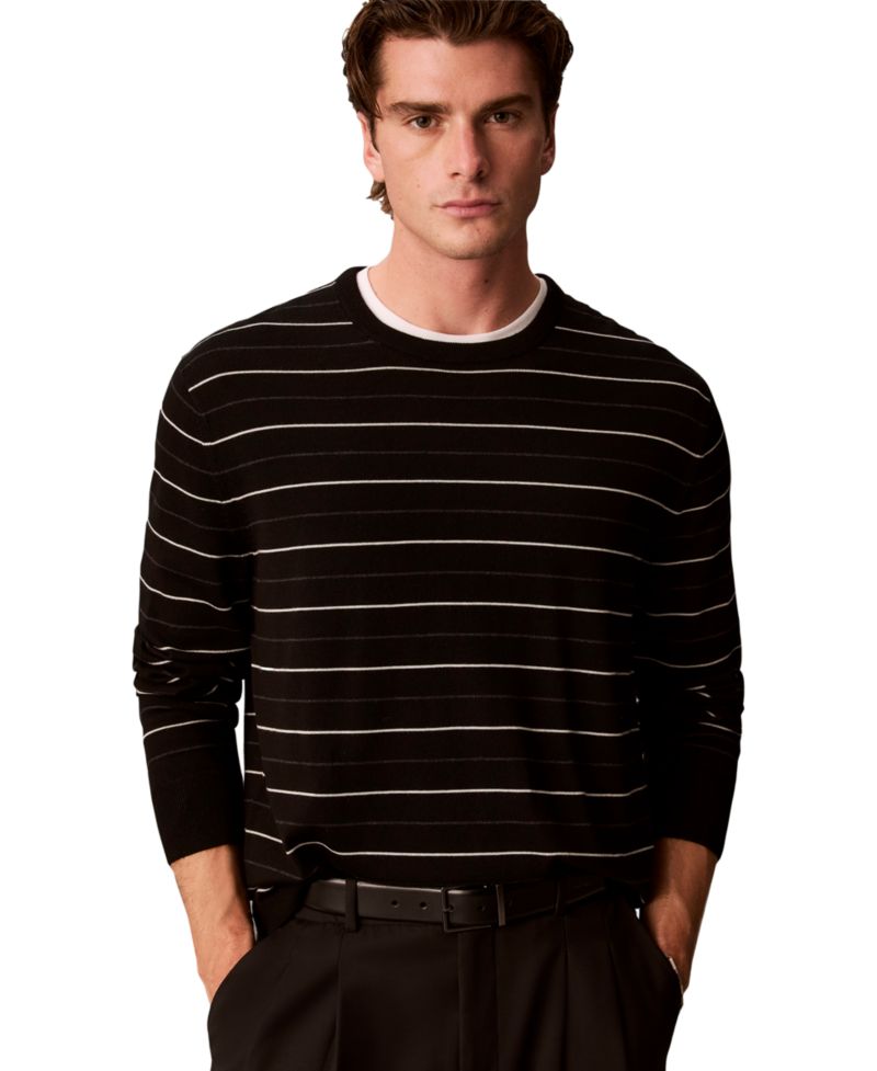 Men's Merino Stripe Lightweight Crewneck Sweater