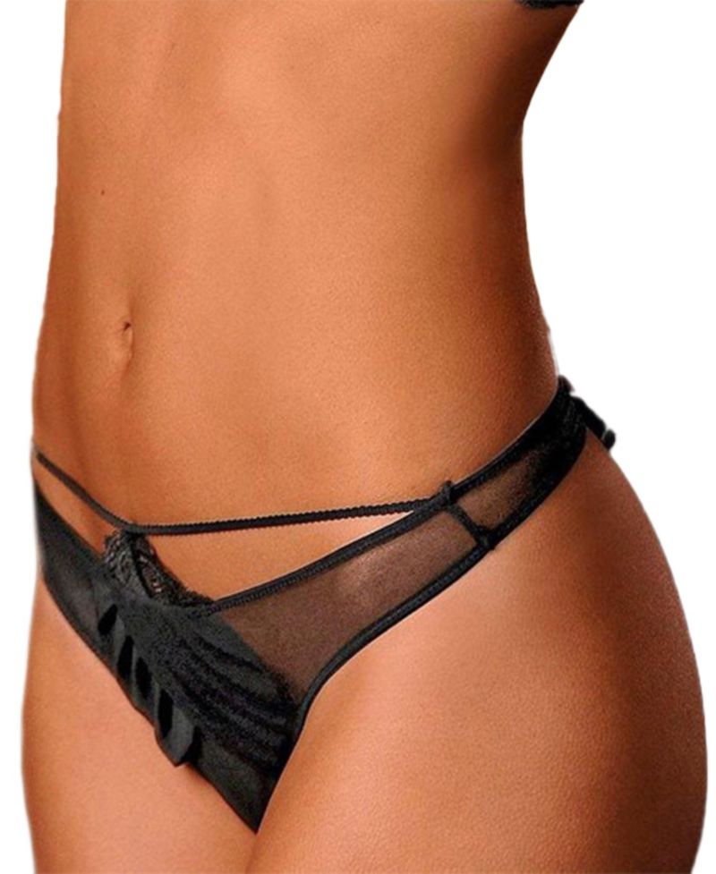 Women's Sheer Panty Lace Low-Rise Minimal-Coverage Thong Underwear