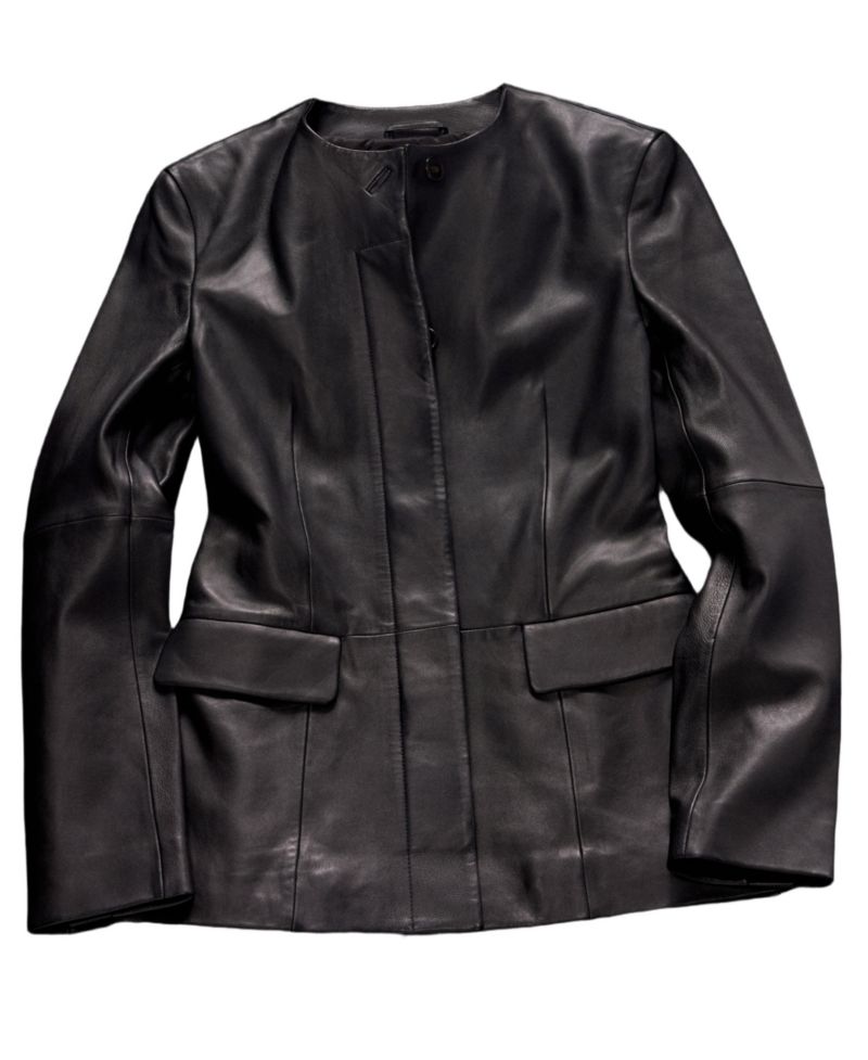 Women's Selection Crew-Neck Leather Blazer