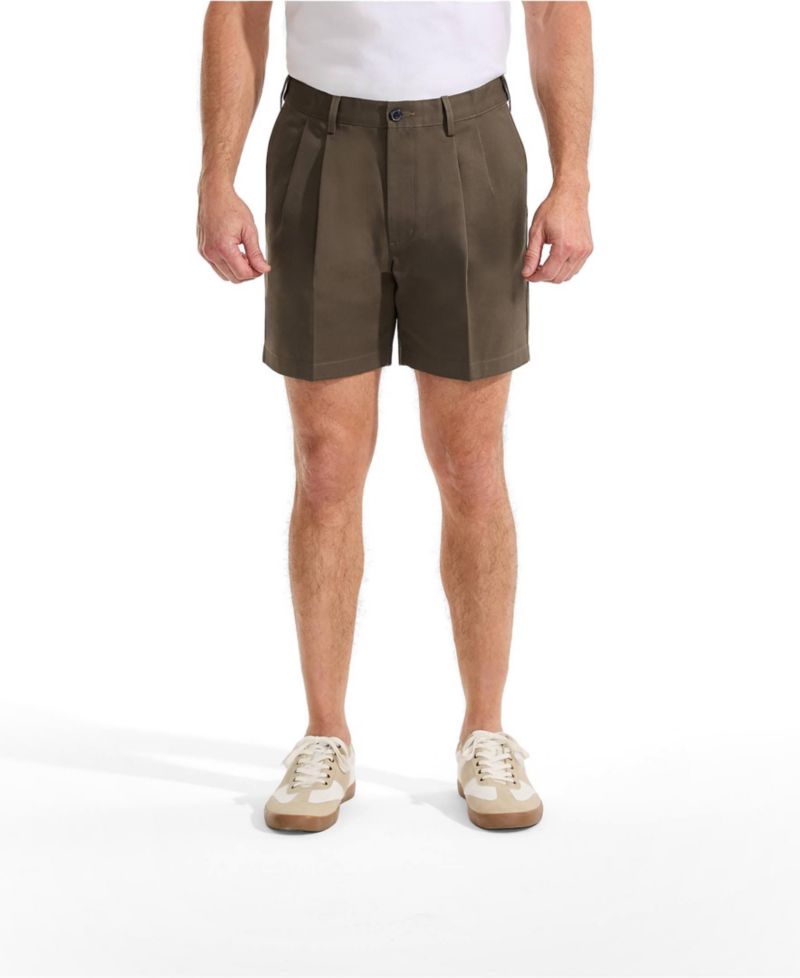 Men's No Iron 6" Comfort Waist Pleated Front Chino Short