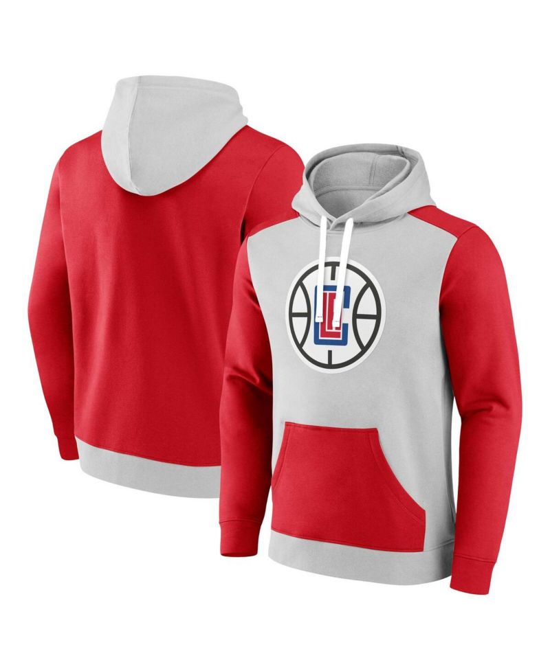 Men's Gray, Red LA Clippers Arctic Colorblock Pullover Hoodie