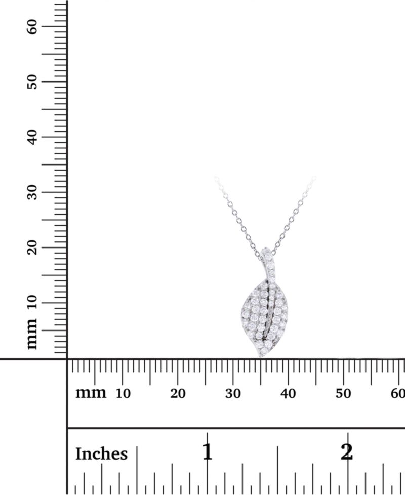 Cubic Zirconia Leaf 18" Pendant Necklace in Sterling Silver