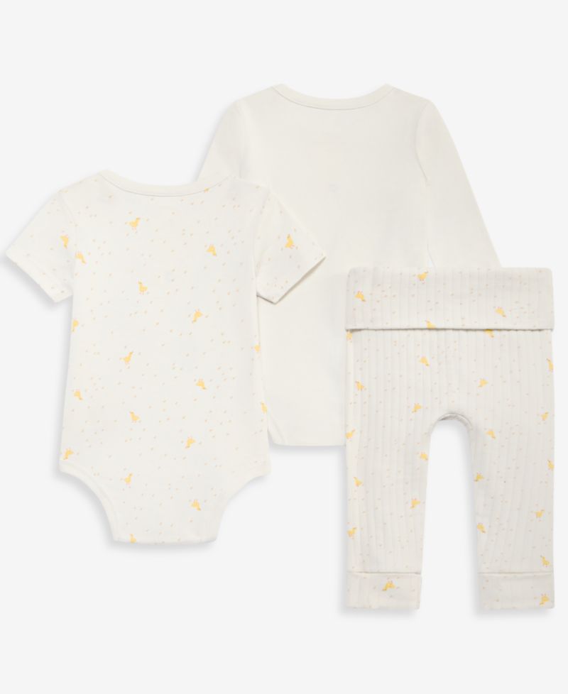 Baby Boys' Duck Print Bodysuits and Pants, 3-Piece Set