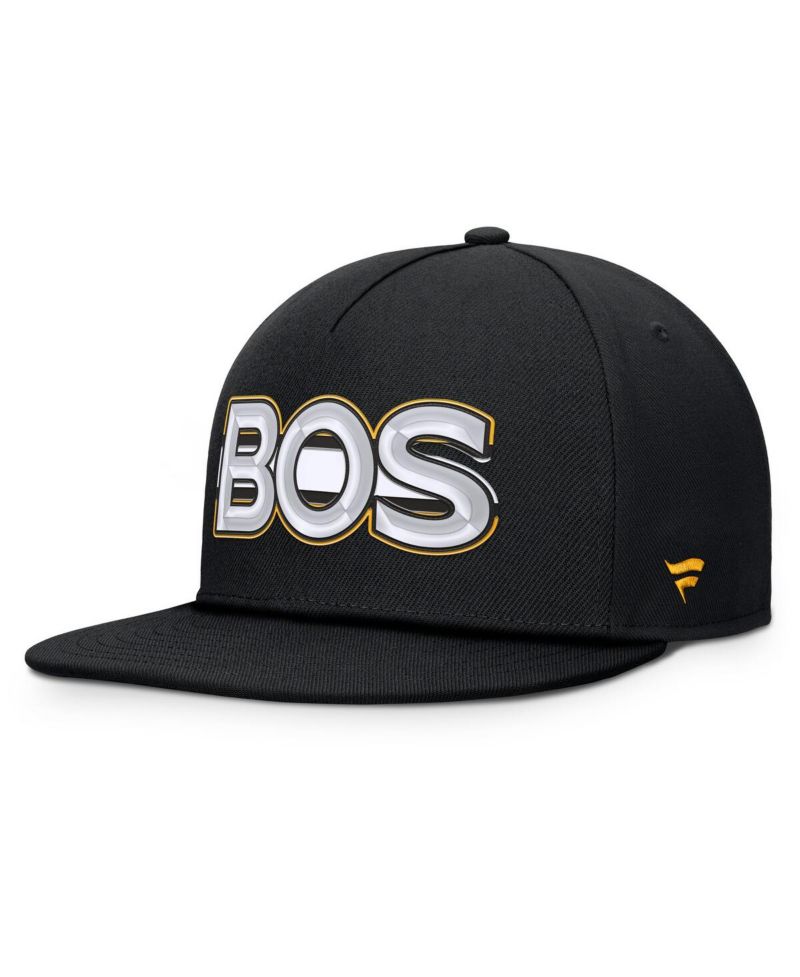 Men's Black Boston Bruins Authentic Pro Rink Team Code Snapback Hat