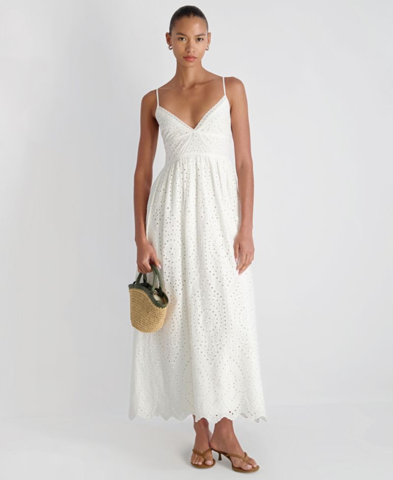 Women's V-Neck Trini Eyelet Maxi Dress