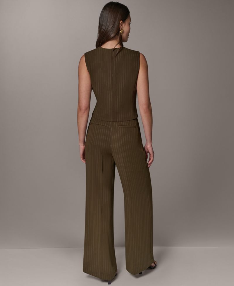 Women's Cropped Pinstripe Sleeveless Vest