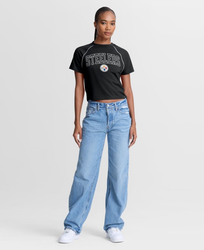 Women's Pittsburgh Steelers Offensive Scheme Raglan Cropped Top