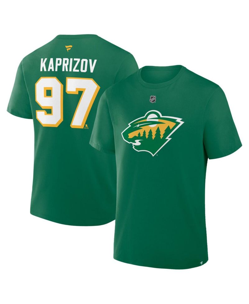 Men's Kirill Kaprizov Kelly Green Minnesota Wild Authentic Stack Name & Number T-Shirt