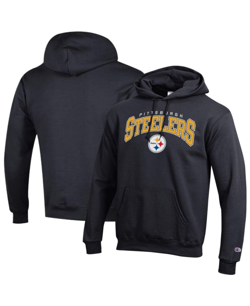 Men's Black Pittsburgh Steelers Powerblend Arch over Logo Hoodie