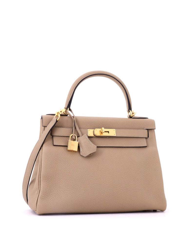 Kelly 28 Handbag Light Clemence with Gold Hardware