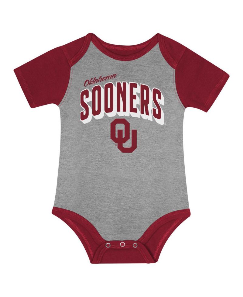 Baby Boys and Girls 3-Piece Oklahoma Sooners Dynamic Duo Bodysuit, Bib and Cuffed with Knit Hat Set