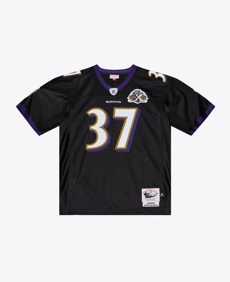 Men's Deion Sanders Black Baltimore Ravens 2005 Authentic Throwback Jersey