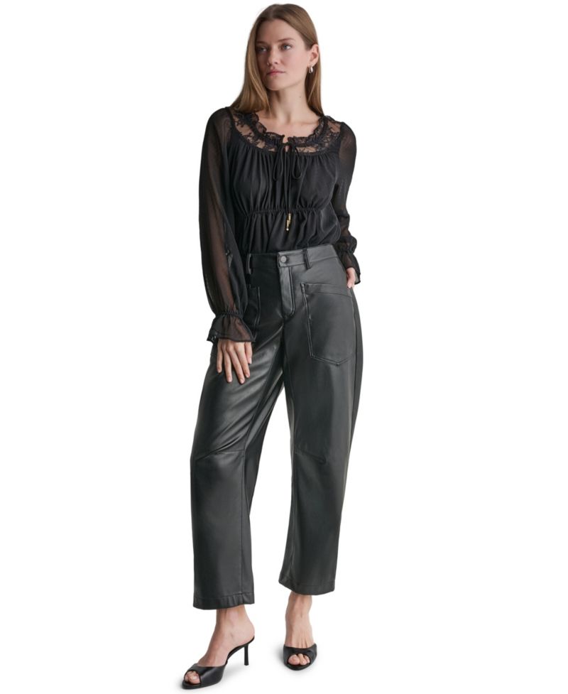 Women's Barrel Faux Leather Pants