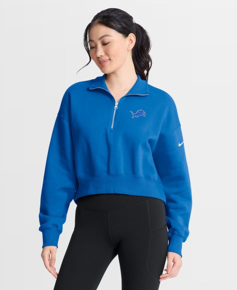 Women's Blue Detroit Lions Phoenix Fleece Quarter-Zip Sweatshirt
