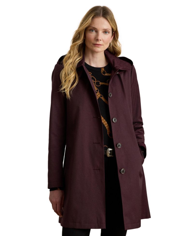Women's Hooded Water-Resistant A-Line Raincoat, Created for Macy's