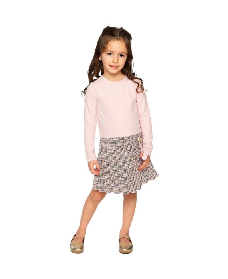 Big Girls Girl(6-14) Bi-Material Dress