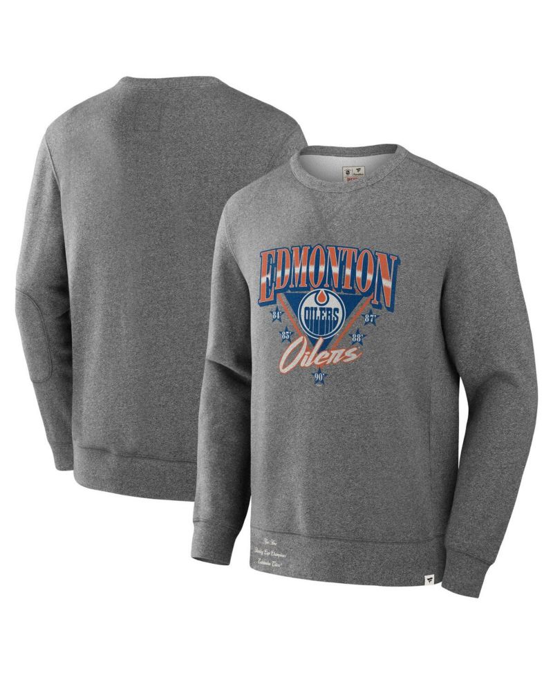 Men's Heather Gray Edmonton Oilers Decades Collection Legendary Fleece Pullover Sweatshirt
