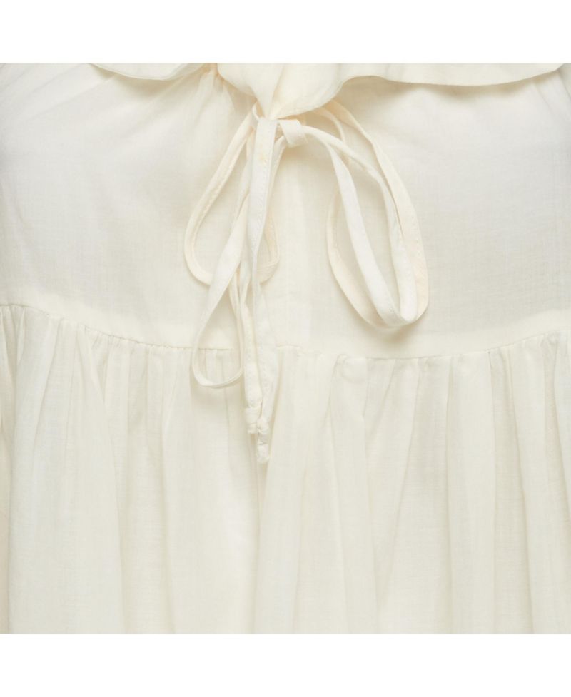 Women's Cotton Adjustable Ruffle Neck Mini Dress